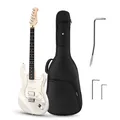 Produktbild: 🎸 Donner Q1 E-Gitarre Glanzweiß mit Gigbag, Tremolohebel, H-S-S Tonabnehmern