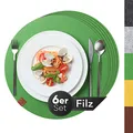 Produktbild: Sidorenko Edles Platzset aus Filz Ø 38cm - 6er Set grün - Tischset Abwischbar Filzuntersetzer - abwaschbare Tischuntersetzer Platzdeckchen - Untersetzer Filzmatte