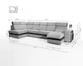 Produktbild: Robin Milan Ecksofa mit Schlaffunktion 2X Bettkasten 7X Kopfstützen 2X Hocker Sofa L-Form Schlafsofa Freistehende Eckcouch Schlafcouch Wohnzimmermöbel Wohnlandschaft AnthraciteMarineblau