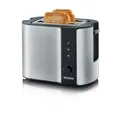 Produktbild: SEVERIN Toaster AT 2589, 2 Toastkammern, 800 W, Brotscheibenzentrierung, Auftauen/Aufwärmen, Stopp-Taste, Krümelschublade, B 265 x H 195 x T 180 mm, Edelstahl/Schwarz 665796