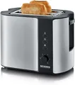 Produktbild: SEVERIN Automatik-Toaster, mit Brötchenaufsatz, hochwertiger Edelstahl Toaster zum Toasten, Auftauen und Erwärmen, 800 W, Edelstahl-gebürstet/schwarz, AT 2589