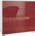 Produktbild: Vladon Kommode Pavos V3, Sideboard mit 4 Schubladen Weiß matt/Bordeaux Hochglanz (76 x 76 x 35 cm)