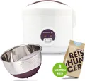 Produktbild: REISHUNGER Reiskocher & Dampfgarer mit Keramikbeschichtung Starterset (10-teilig) inkl. Dämpfeinsatz, Löffel, Messbecher, 8-teiligem Reisset & Edelstahl Reiswaschschüssel