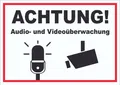 Produktbild: HB-Druck Hinweisschild Achtung Audio- und Videoüberwachung Schild, wetterfest, stabil, UV-beständig, kratzfest