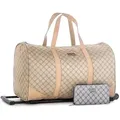 Produktbild: Reisekoffer Trolley Beige inkl. Geldbeutel Reisetasche Stoffkoffer 48 x 28 x 25 cm Rollkoffer Gepäck Koffer Handgepäck - Beige/Grau