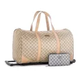 Produktbild: Reisekoffer Trolley Beige inkl. Geldbeutel Reisetasche Stoffkoffer 48 x 28 x 25 cm Rollkoffer Gepäck Koffer Handgepäck