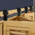 Produktbild: VEVOR Schiebetürsystem faltbare Schiebetüren, 152,4 cm Laufschiene Schiebetürbeschlag, geeignet für vier 35,6 cm große Schrank-, Speisekammer-... - Schwarz