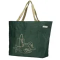 Produktbild: anndora XXL Shopper GREEN - Strandtasche 40 Liter Schultertasche Einkaufstasche dunkelgrün bestickt