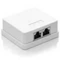Produktbild: deleyCON 1x CAT 6a Netzwerkdose - 2x RJ45 Buchse, FTP Geschirmt, Aufputz Montage, 10 Gbit - Ethernet Netzwerk LAN Dose RAL 9003 - Weiß