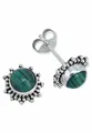 Produktbild: Ohrstecker 925 Silber Malachit grüner gestreifter Stein Edelstein Ohrringe echt Silber Damen Sterling Silber Stecker Geschenk(MOS-082-10)