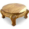 Produktbild: livasia Opiumtisch aus Massivholz – Ø50cm, 24cm hoch – Handgeschnitzter Beistelltisch Holz aus Thailand, Nachhaltig, Robust und Ästhetisch, Setzt Dekorative Akzente als Sofatisch (Natur)