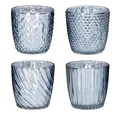 Produktbild: 4er Set Windlicht H9cm Glas Silber Blau Teelichthalter Tischdeko Kerzen Retro Kerzenhalter Mercury Glas Tischdeko Deko