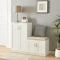 Produktbild: Schuhschrank Løten mit Sitzbank 120x36x97 cm Weiß [en.casa]