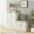Produktbild: en.casa Schuhschrank »Løten« 120 x 36 x 97 cm mit Sitzbank Weiß weiß 120 cm x 97 cm x 36 cm