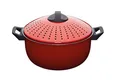 Produktbild: KitchenCraft World of Flavours Kochtopf mit Sieb, Nudelkochtopf mit speziellem Siebdeckel, Rot Edelstahl, 4 Liter, Ø 25,5 cm