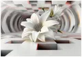 Produktbild: Wallarena Fototapete Abstrakt Blumen Lilien Vlies Tapete Wohnzimmer Schlafzimmer Wandtapete, Glatt Vlies Washable, Abstrakt, 3D-Optik, Blumen, (Packung, 5 St., Vlies Fototapete), Vliestapete grau weiß Wohnzimmer Schlafzimmer Küche Tapete + Kleister