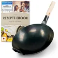 Produktbild: Wok für Gasherd und Grill inkl. gratis Rezepte eBook - voreingebrannt - Asiap...