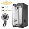 Produktbild: Growbox Komplettset LED 60x60x140cm Gewächshaus Growzelt Pflanzenzelt mit 85W Grow Light & 360° Rotation Ventilator Fan