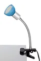 Produktbild: Trango 2989-010 LED Klemmleuchte *EASY* Tischlampe inkl. 1x GU10 3000K warmweiß LED Leuchtmittel Leseleuchte, Clip Lampe mit blauem Glas, Lampenschirm, Klemmspot, Nachtlicht, Schreibtischlampe
