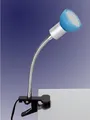 Produktbild: TRANGO LED Klemmleuchte, 2989-010 LED Klemmleuchte *EASY* inkl. 1x 3 Watt GU10 3000K warmweiß LED Leuchtmittel Tischlampe I Leseleuchte I Clip Lampe mit blauem Glas Lampenschirm, Klemmspot I Nachtlicht I Schreibtischlampe