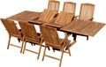 Produktbild: ALEOS. TEAK Gartengarnitur Gartenset Set Tobago Ausziehtisch 200-250-300cm x 100cm mit 6x Hochlehner Sessel Stühle