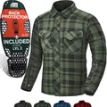 Produktbild: SHIMA RENEGADE MEN Motorrad Hemd - Verschleißfest Baumwolle Karierte Motorradjacke Herren mit CE Protektoren, FiberQL Aramid und Kühlungsschicht Reißverschluss (RENEGADE 2, Grün, 4XL)