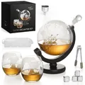Produktbild: Oak & Steel - XL Premium Globus Whisky Dekanter Set mit Weltkarte 1500ml - Ka...