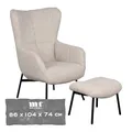 Produktbild: MR. DEKO Ohrensessel Sava inkl. Fußhocker | Moderner Relaxsessel mit Armlehnen | Hochlehner Polstersessel | Bequemer Sessel für Wohnzimmer und Büro | 86x104x74 cm | Sessel Wohnzimmer mit Hocker