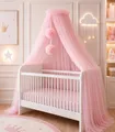 Produktbild: Baby Fancyroom Betthimmel für Babybett, Prinzessin Babywiege, Moskitonetz, Beistellbett Himmel, Babyzimmer Deko, Baldachin Premium Tüll (Rosa, Betthimmel mit Bommel)
