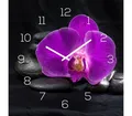 Produktbild: Levandeo® Wanduhr (levandeo Wanduhr Glas 30x30cm Glasuhr Uhr Glasbild Rosa Orchidee)