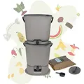 Produktbild: Bokashi Starter Set mit 2 Bokashi Eimer, hellgrau, Bokashi Ferment, Dosierhilfe und Stampfer