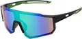 Produktbild: Uni Sonnenbrille 80er Fahrradbrille Sport Brille Retro verspiegelt Grün/Rot-Schwarz/Grün