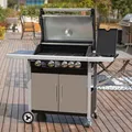 Produktbild: Royal Gourmet 4+1 Edelstahlbrenner Gasgrill Grillwagen mit Unterschrank Silber