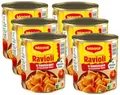 Produktbild: MAGGI Ravioli in Tomatensauce, Teigtaschen gefüllt mit würzigem Fleisch, in fruchtiger Tomatensauce, leckeres Fertiggericht, ideal für Camping, 6er Pack (6 x 800g)