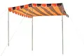 Produktbild: OLPRO Retro-Sonnendach für Wohnmobile/Wohnwagen, 260 cm x 260 cm, orange & braun gestreift, kurze Reisen, schnell/einfach aufzubauen, Wohnbereich, Esszimmer draußen, 3 verstellbare Stangen,