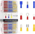 Produktbild: RedStar24 Kabelschuhe Set – 700 Stk. Flachsteckhülsen, Rundstecker, Ringkabelschuhe & Stoßverbinder Sortiment 0,5-6,0mm² | Elektro-Set für KFZ, Elektrik & Heimwerker | Zuverlässige Quetschverbinder