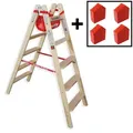 Produktbild: Euroline Holz Stufenstehleiter mit Comfort-Stufen mit Werkzeugablage +4x Leiterfüße 2x5 Stufen
