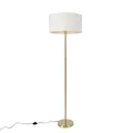 Produktbild: Qazqa - Design Stehleuchte I Stehlampe I Standleuchte I Lampe I Leuchte Messing mit Schirm weiß 50 cm - Simplo I Wohnzimmer I Schlafzimmer - Stahl Rund - LED geeignet E27