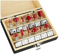 Produktbild: Meister Fräser-Set 12-teilig - Zur Holzbearbeitung - Für Oberfräsen mit 8 mm Schaft - Hartmetall / Nutfräser / Zinkenfräser / Bündigfräser / Viertelstabfräser / Hohlkehlfräser / Abrundfräser / 5644460