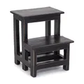 Produktbild: DESIGN DELIGHTS PFLANZENTREPPE Step | 46x37x37 cm (HxBxT), Altholz, zweistufig | rustikales Blumenregal, Pflanzenhocker, Deko-Ständer, handgefertigt | Farbe: 09 Voodoo - schwarz