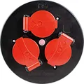 Produktbild: as - Schwabe 3-fach-Steckdoseneinsatz für Kabeltrommeln 230V/16A, mit Klappdeckel rot, abgesichert durch Thermoschutzschalter, mit montierter Zugentlastung und Dichtung, IP44, Schwarz, 10565