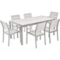 Produktbild: BELIANI Gartenmöbel Set Weiß Aluminium Kunstholz 6-Sitzer Minimalistisch Terrasse Outdoor - Weiß