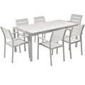 Produktbild: Gartenmöbel Set Weiß Aluminium Kunstholz 6-sitzer Minimalistisch Terrasse Outdoor