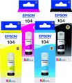 Produktbild: Epson 104 EcoTank-Tintenpack mit vier Farben - Original-Tintenflaschen