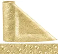 Produktbild: Anstore Tischläufer Gold Rolle 30m, 23cm Breite Vlies Tischläufer Hochzeit mit 150 Deko Herzen, Tischband mit Beschicht Glänzend Golden Tischdecken Dekostoff Geburtstagen Taufen Kommunion Weihnachten