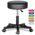 Produktbild: Casaria® Rollhocker Höhenverstellbar Schwarz 10cm Polsterung 46-60cm Sitzhöhe 360° Drehbar Ø35cm Rund Rollen Bürohocker Drehhocker Arbeitshocker Hocker