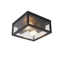 Produktbild: Qazqa - Design Industrie I Vintage I Außen Deckenleuchte I Deckenlampe I Lampe I Leuchte schwarz IP44 - Charlois I Außenbeleuchtung - Aluminium Quadratisch - LED geeignet E27