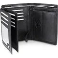 Produktbild: Frentree® Herren Geldbörse aus Nappa Leder mit RFID Schutz, 15 Kartenfächer, Hochformat Portemonnaie, Schwarz