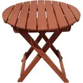 Produktbild: Kleiner Gartentisch Holz Beistelltisch Balkontisch Klein Rund, Klappbar Eukalyptus 100% Fsc Geölt, Dxh 45x50 Cm