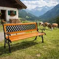 Produktbild: Gartenbank Parkbank Massivholz Metall pulverbeschichtet Natur/Schwarz - Braun
